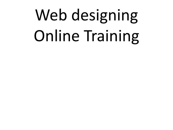 web designing online training