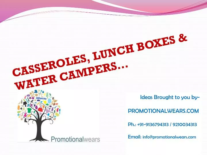 casseroles lunch boxes water campers
