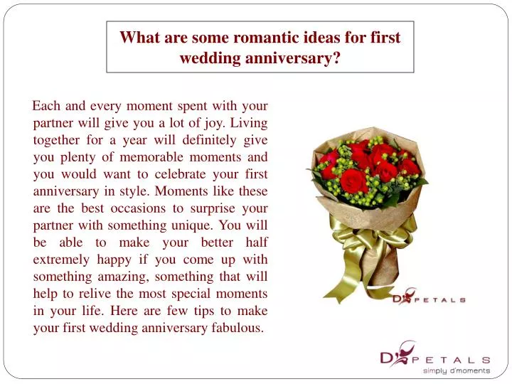 what are some romantic ideas for first wedding anniversary