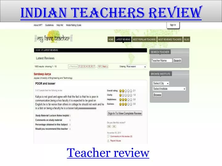 indian teachers review