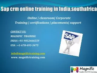 Sap crm online training in India,southafrica
