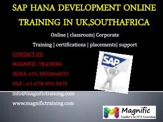 Sap hana development online training in uk,southafrica