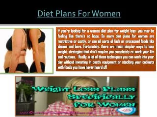 Weight Loss Diet For Women