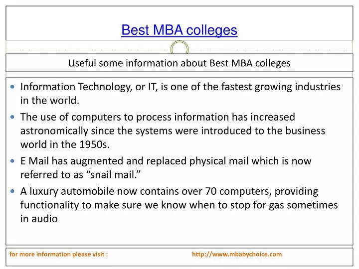best mba colleges