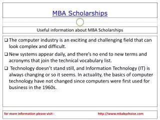 Easlly find detaiil about mba scholarships