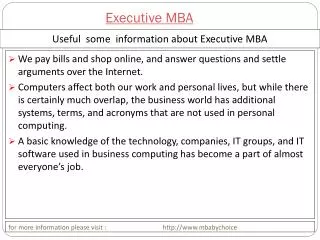 Some query about executive mba