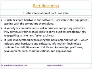some logical facts about part time mba