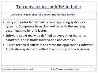 it is some legal points about top universities for mba in in