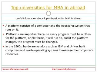 It is simple thinks about top universities for mba in abroad