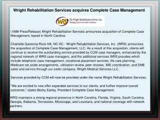 Wright Rehabilitation Services acquires Complete Case