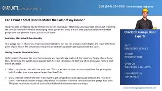 Can I Paint a Steel Door to Match the Color of my House?