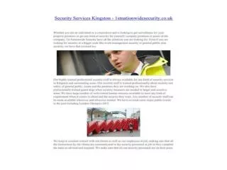 Security Services Kingston - 1stnationwidesecurity.co.uk