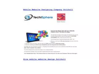 Mobile Website Designing Company Solihull - Techisphere.com