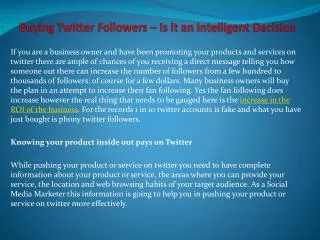 Buying Twitter Followers – Is it an Intelligent Decision