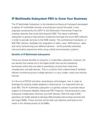 IP Multimedia Subsystem PBX to Grow Your Business