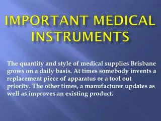 Important Medical Instruments