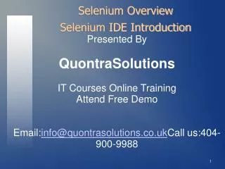 SeleniumIDE Online Training by QuontraSolutions