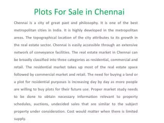 Plots For Sale in Chennai