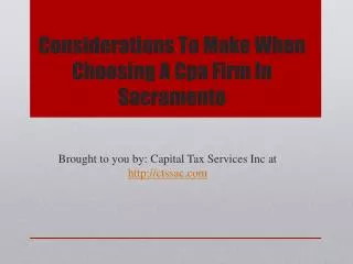 Considerations To Make When Choosing A Cpa Firm In Sacrament