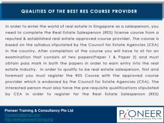 Qualities of the Best RES Course Provider