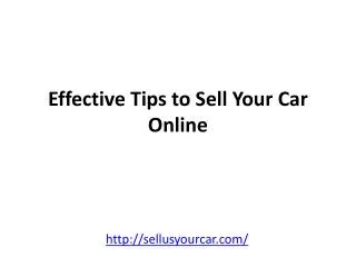 Effective Tips to Sell Your Car Online