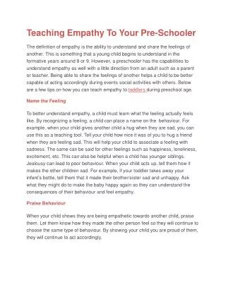 Teaching Empathy To Your Pre-Schooler