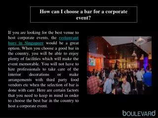How can I choose a bar for a corporate event