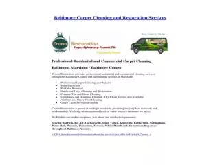 Baltimore Carpet Cleaning and Restoration Services