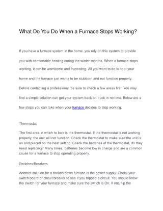 What Do You Do When a Furnace Stops Working?