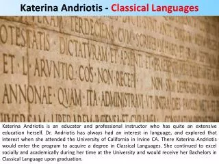 Katerina Andriotis - Classical Languages