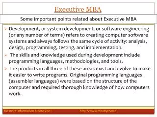 Points related about executive mba