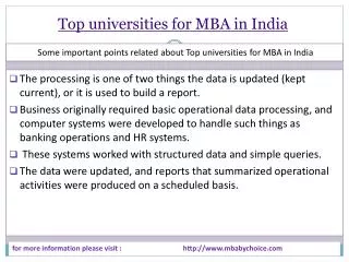 some short detail about top universities for mba in india