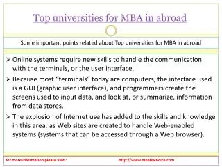 Logical view about top universities for mba in abroad
