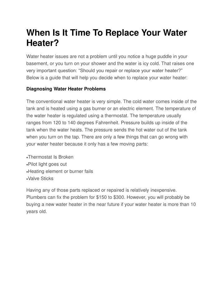 PPT - When Is It Time To Replace Your Water Heater? PowerPoint ...