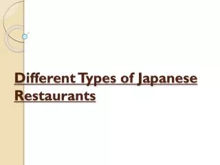 Different types of japanese restaurants