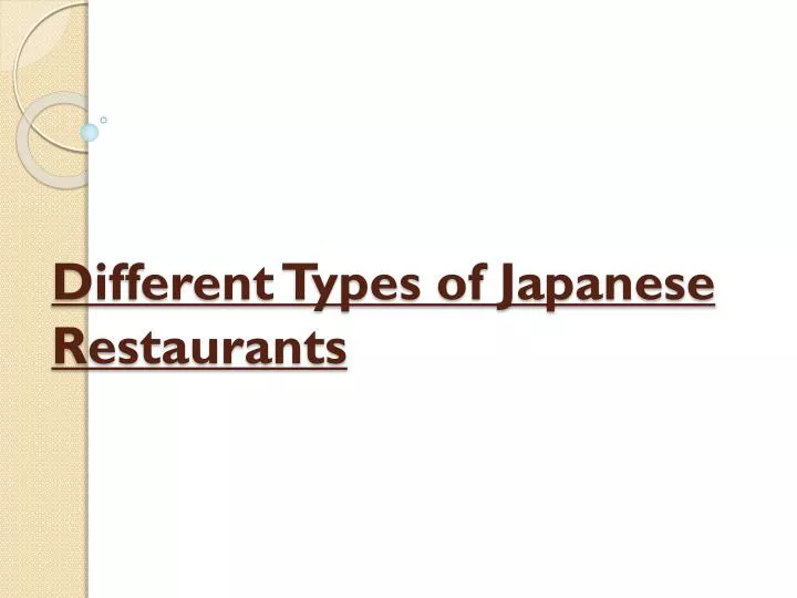different types of japanese restaurants