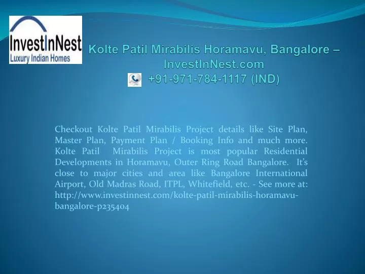 kolte patil mirabilis horamavu bangalore investinnest com 91 971 784 1117 ind