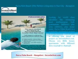 Purva Palm Beach Offer Perfect Living Area in Your City - Ba