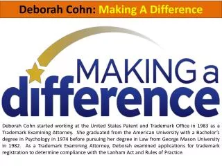Deborah Cohn - Making a Difference