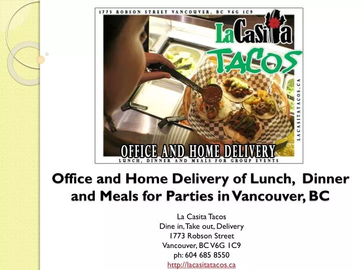 office and home delivery of lunch dinner and meals for parties in vancouver bc