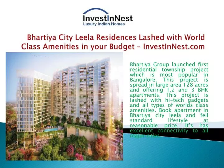 bhartiya city leela residences lashed with world class amenities in your budget investinnest com