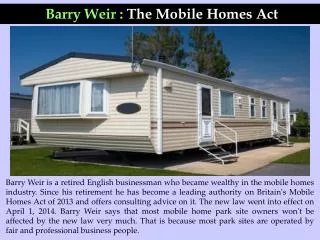 Barry Weir : The Mobile Homes Act