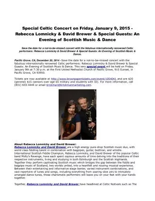 Special Celtic Concert on Friday, January 9, 2015