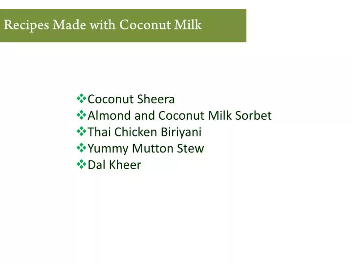 recipes made with coconut milk