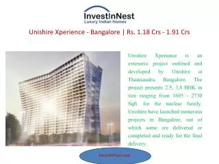 Book Now Apartment at Unishire Xperience – Bangalore