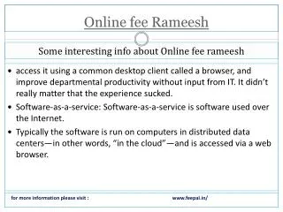 Fee problem solution with online fee rameeseh