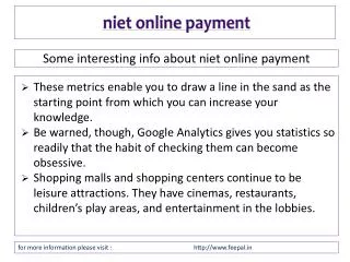 Know more detail about niet online payment