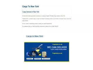 Cargo to New York - Cargo Services in New York