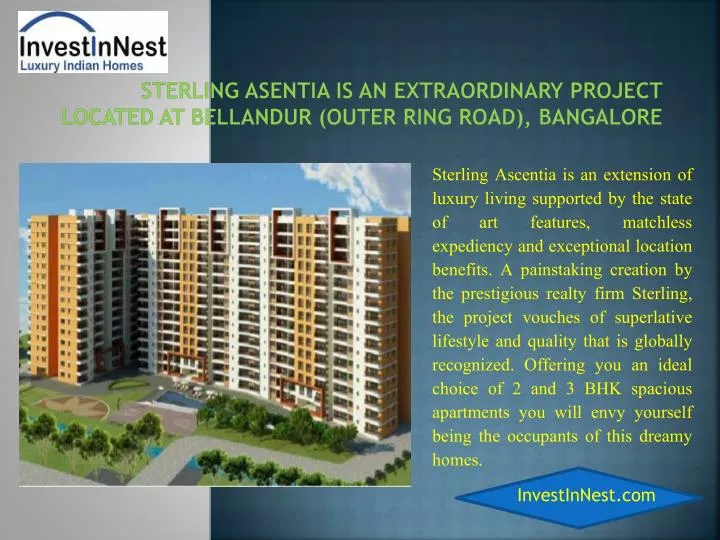 sterling asentia is an extraordinary project located at bellandur outer ring road bangalore