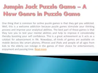 Jumpin Jack Puzzle Game – A New Genre in Puzzle Game